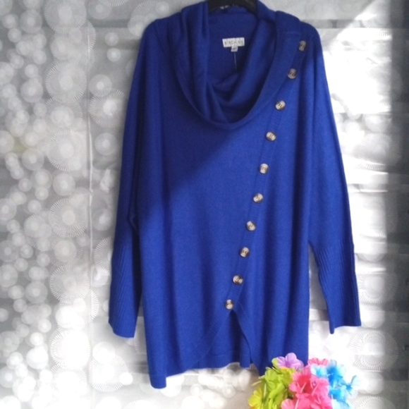 BIRCH NY ROYAL BLUE LONG SLEEVE COWL NECK SWEATER SIZE LARGE NWT - Picture 1 of 6